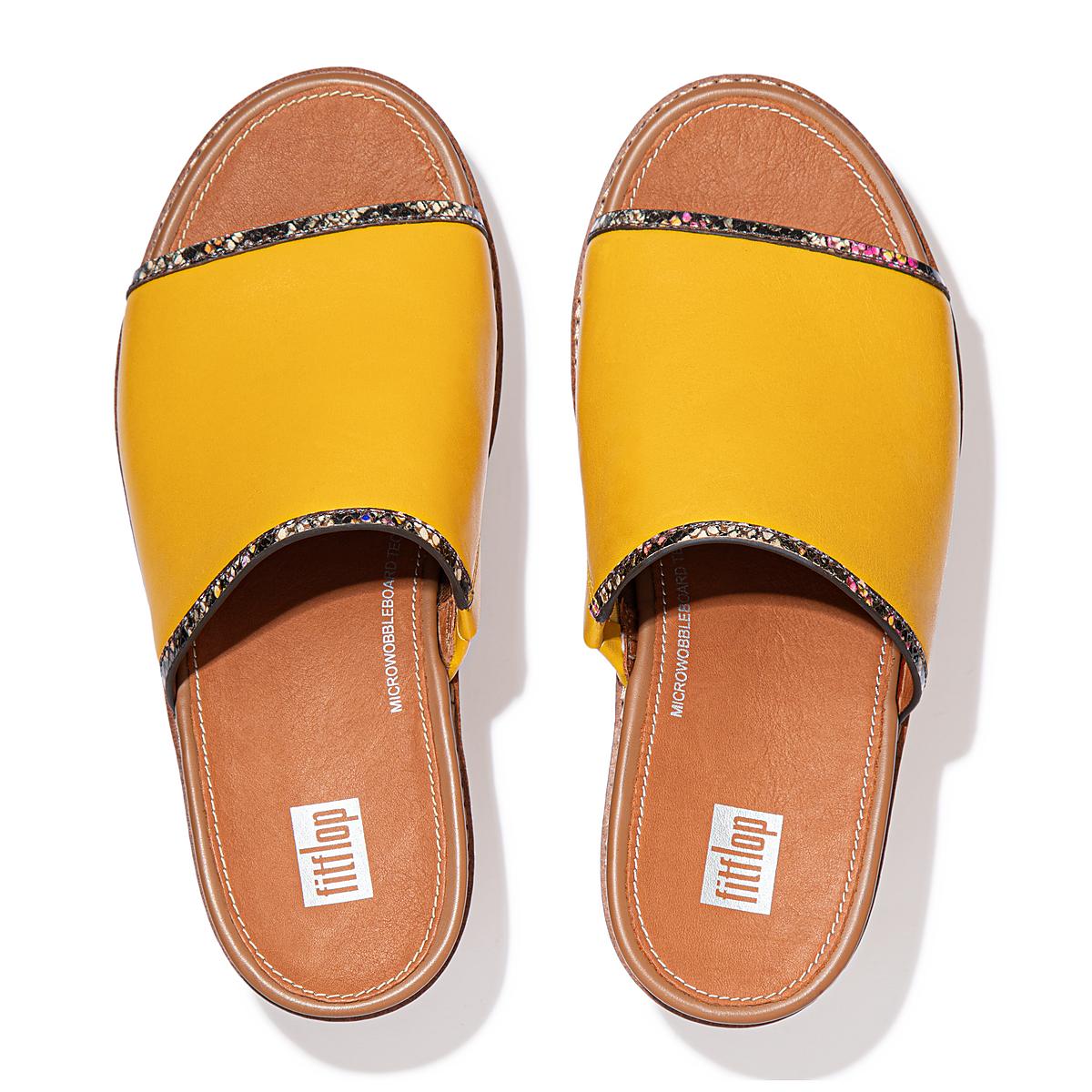 Sandały Fitflop ELOISE Snake Trim Espadrille Slides Damskie Pomarańczowe Żółte | Polska-05243