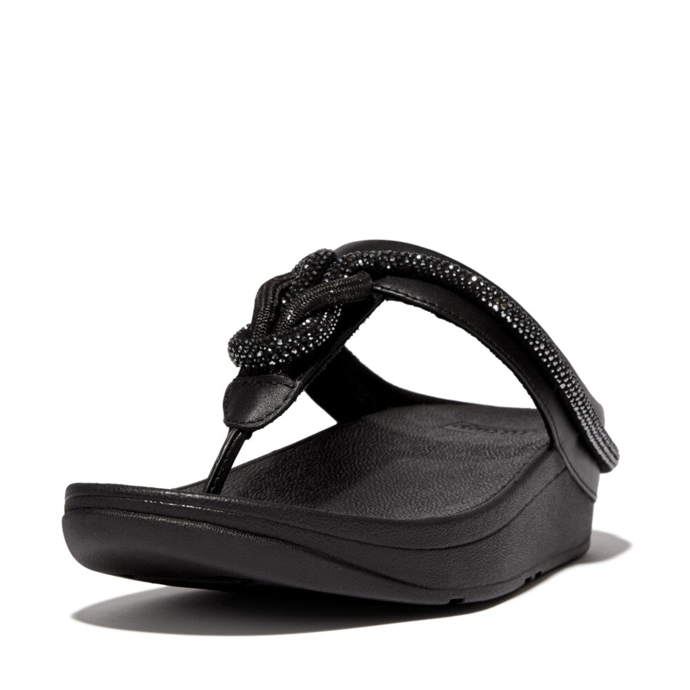 Sandały Fitflop FINO Crystal Toe-Post Damskie Czarne | Polska-17235