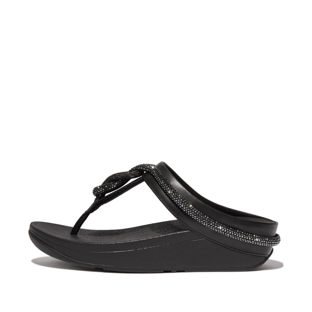 Sandały Fitflop FINO Crystal Toe-Post Damskie Czarne | Polska-17235