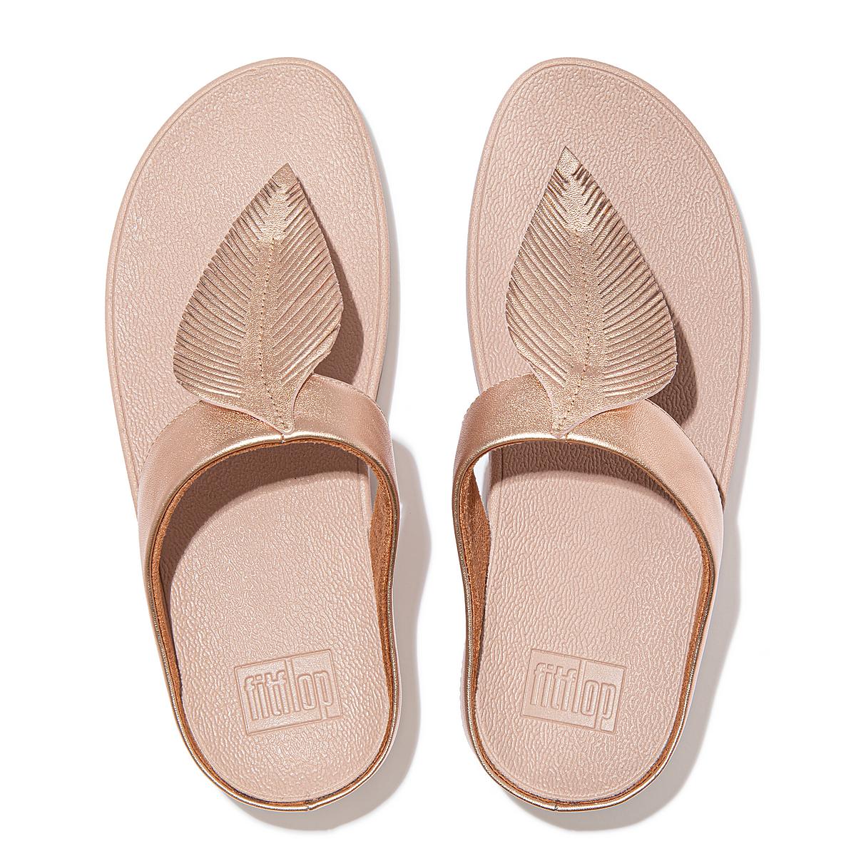 Sandały Fitflop FINO Feather Metallic Toe-Post Damskie Różowe Złote | Polska-43617