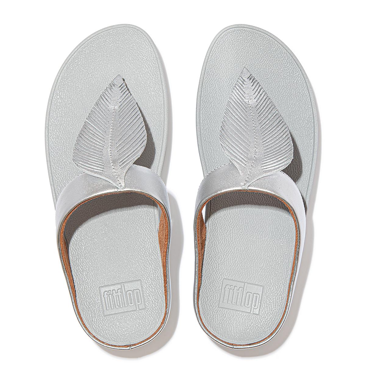 Sandały Fitflop FINO Feather Metallic Toe-Post Damskie Srebrne | Polska-48251