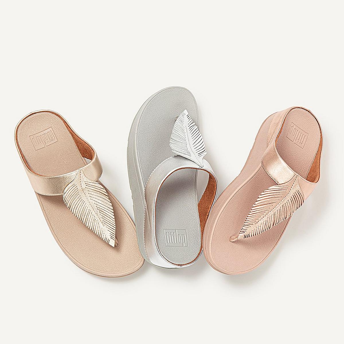 Sandały Fitflop FINO Feather Metallic Toe-Post Damskie Srebrne | Polska-48251