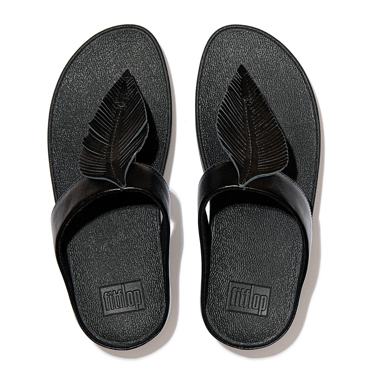 Sandały Fitflop FINO Feather Metallic Toe-Post Damskie Czarne | Polska-87916