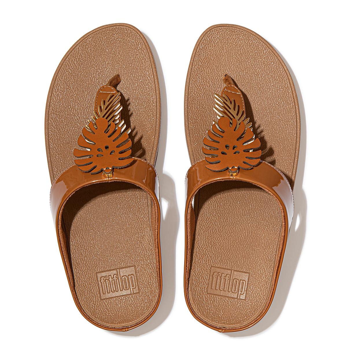 Sandały Fitflop FINO Jungle Leaf Lakierowana Damskie Głęboka Brązowe | Polska-20735