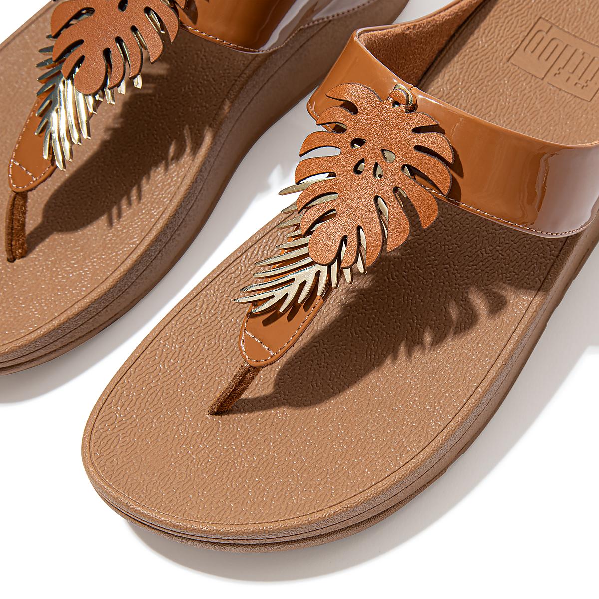 Sandały Fitflop FINO Jungle Leaf Lakierowana Damskie Głęboka Brązowe | Polska-20735