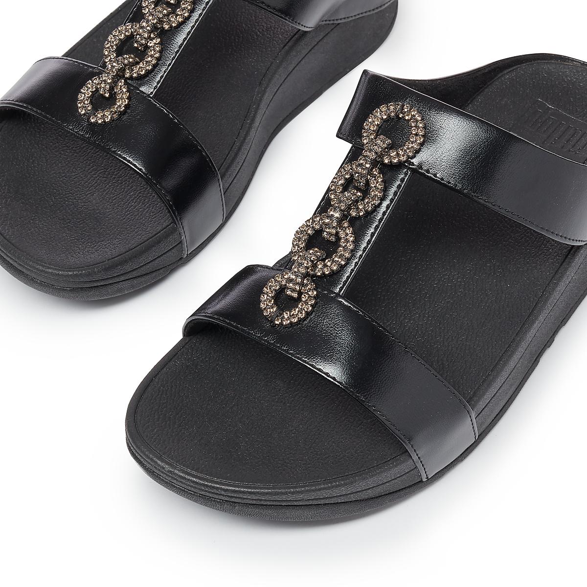 Sandały Fitflop FINO Sparkle Slides Damskie Czarne | Polska-04936