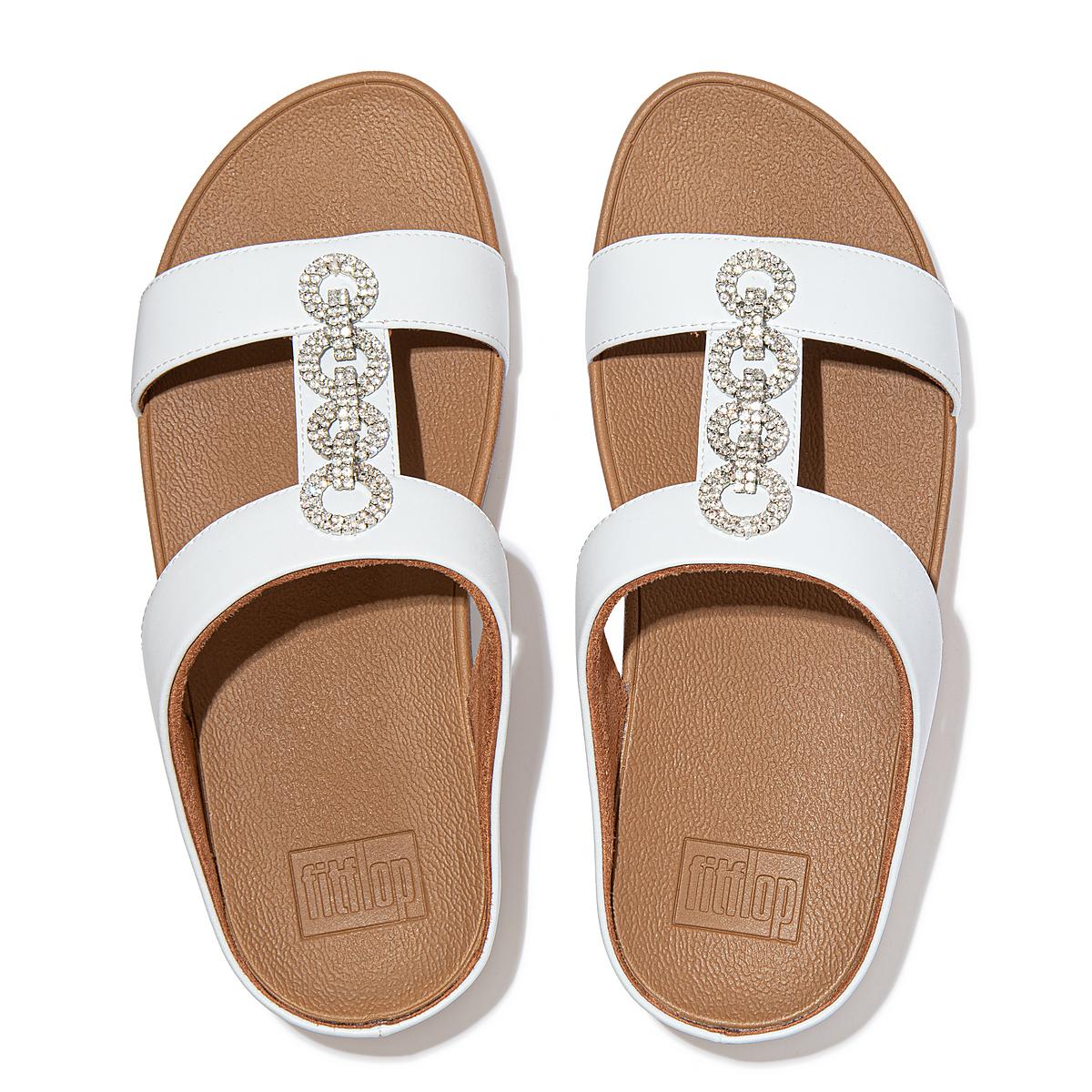 Sandały Fitflop FINO Sparkle Slides Damskie Białe | Polska-83706