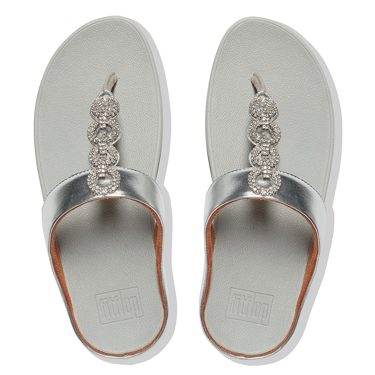 Sandały Fitflop FINO Sparkle Toe-Post Damskie Srebrne | Polska-64790