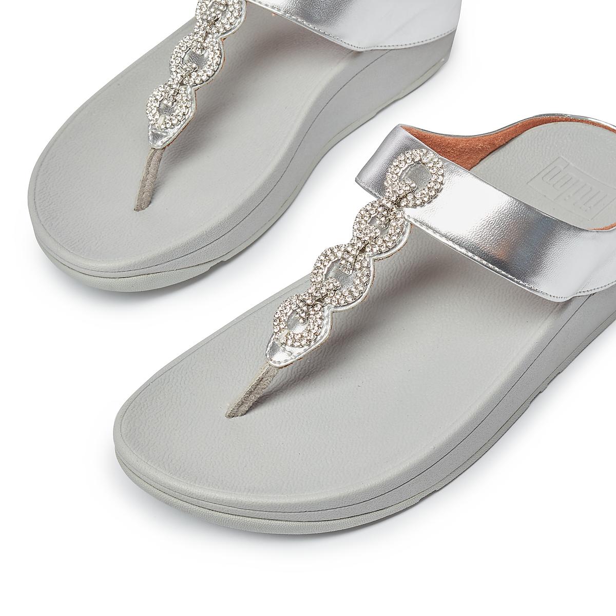 Sandały Fitflop FINO Sparkle Toe-Post Damskie Srebrne | Polska-64790