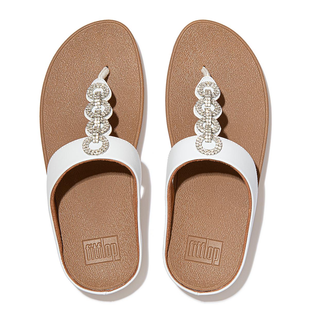 Sandały Fitflop FINO Sparkle Toe-Post Damskie Białe | Polska-71508