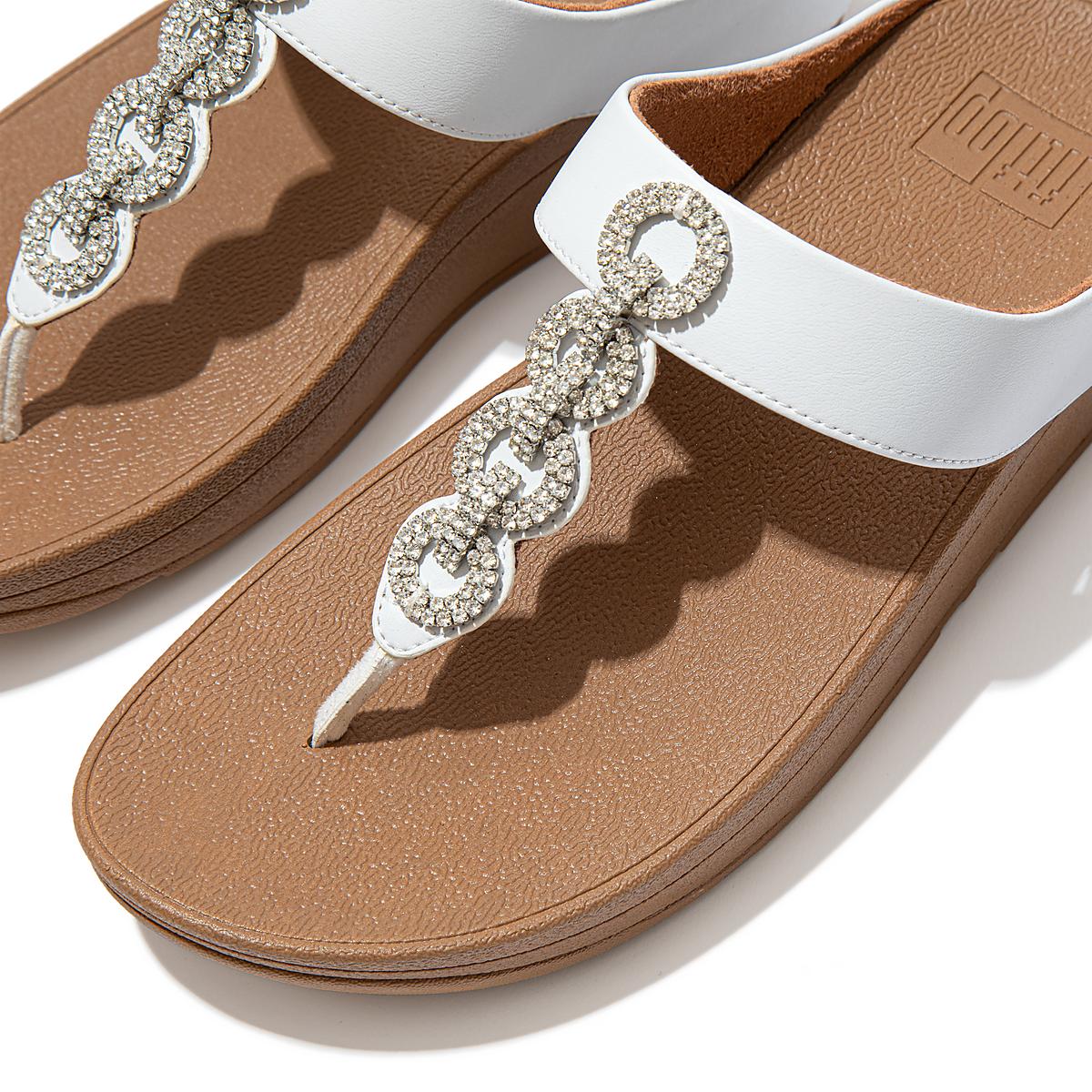 Sandały Fitflop FINO Sparkle Toe-Post Damskie Białe | Polska-71508