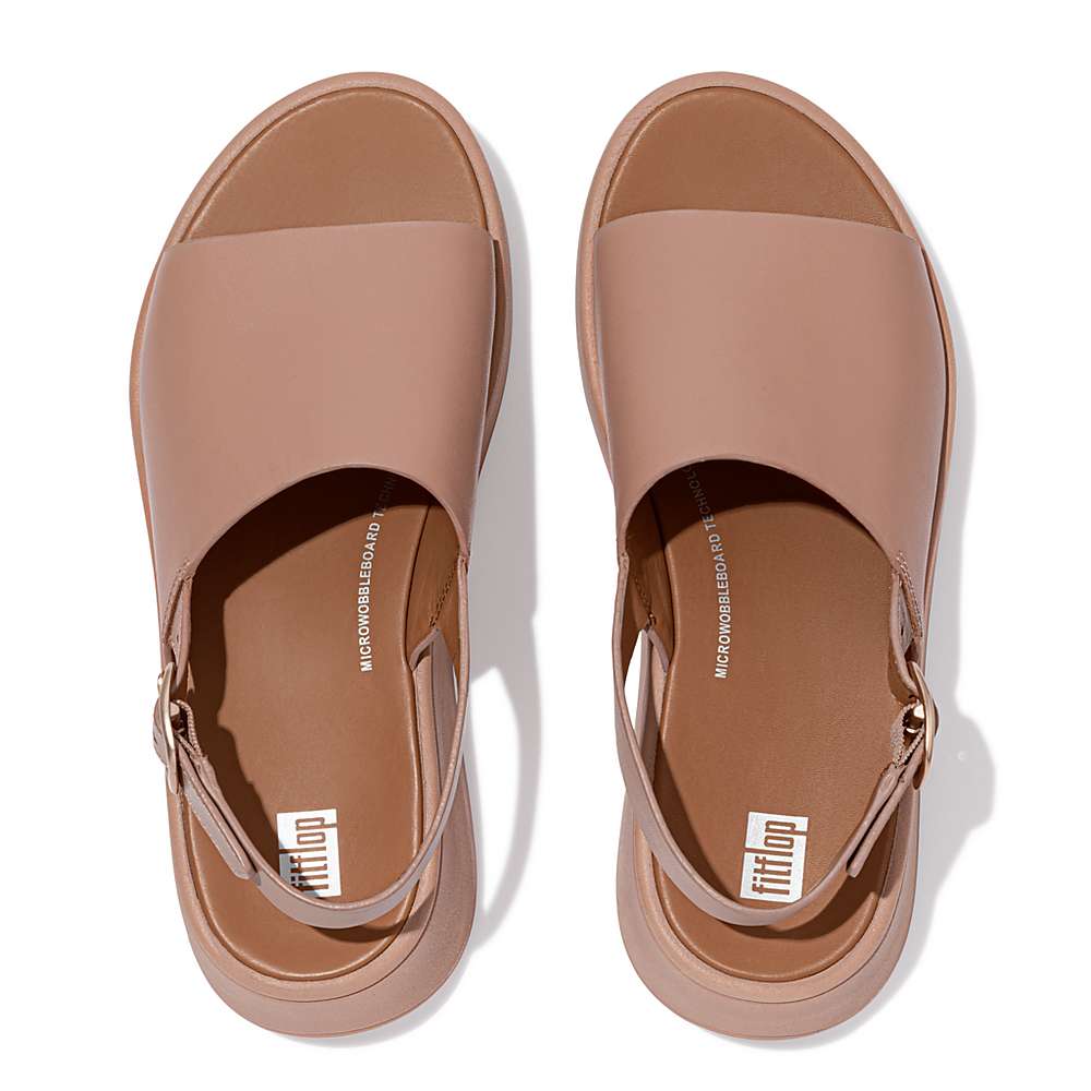 Sandały Fitflop F-MODE Leather Flatform Back-Strap Damskie Beżowe | Polska-17362