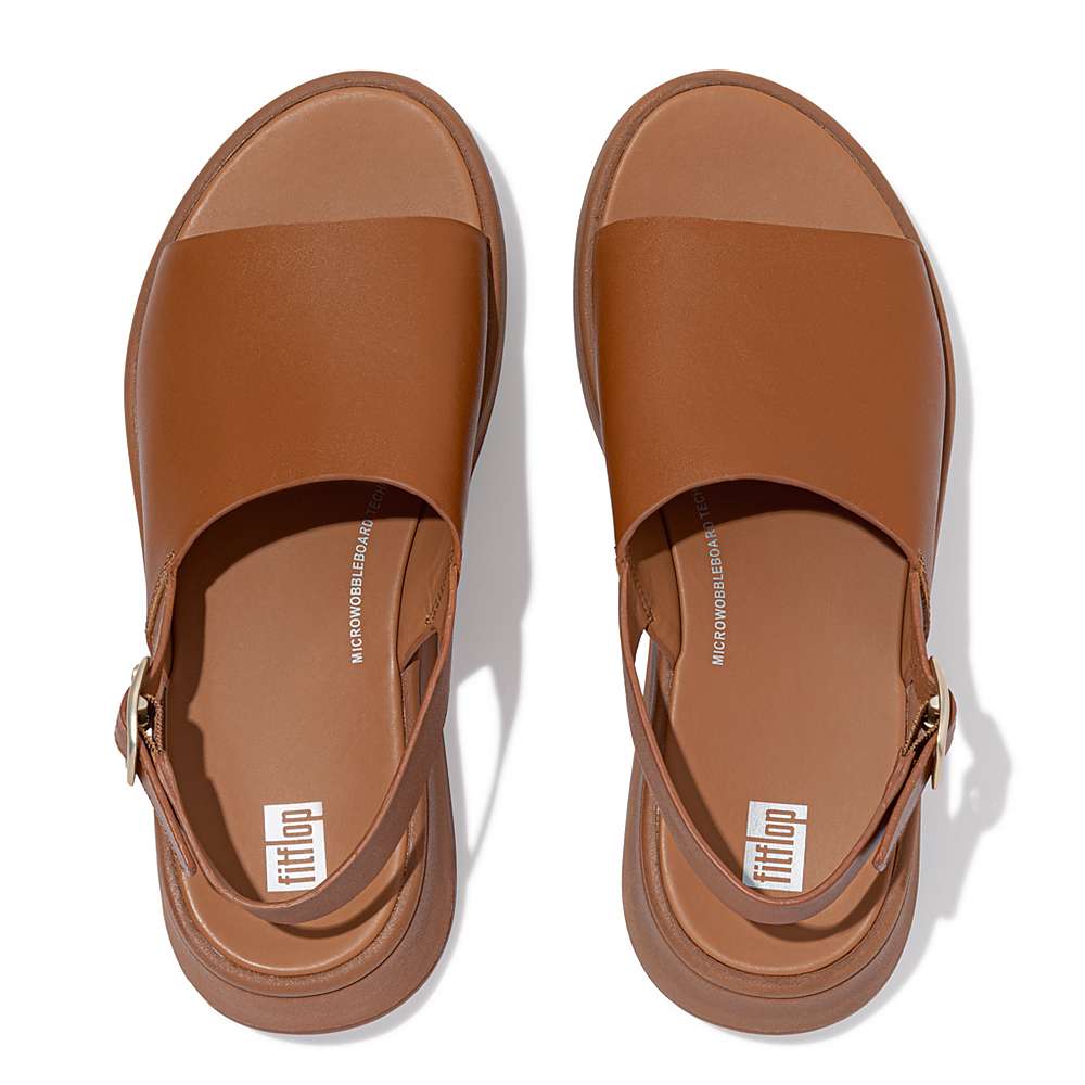 Sandały Fitflop F-MODE Leather Flatform Back-Strap Damskie Głęboka Brązowe | Polska-30128