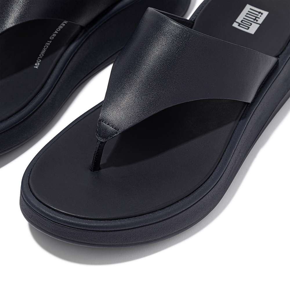 Sandały Fitflop F-MODE Leather Flatform Toe-Post Damskie Granatowe | Polska-39576