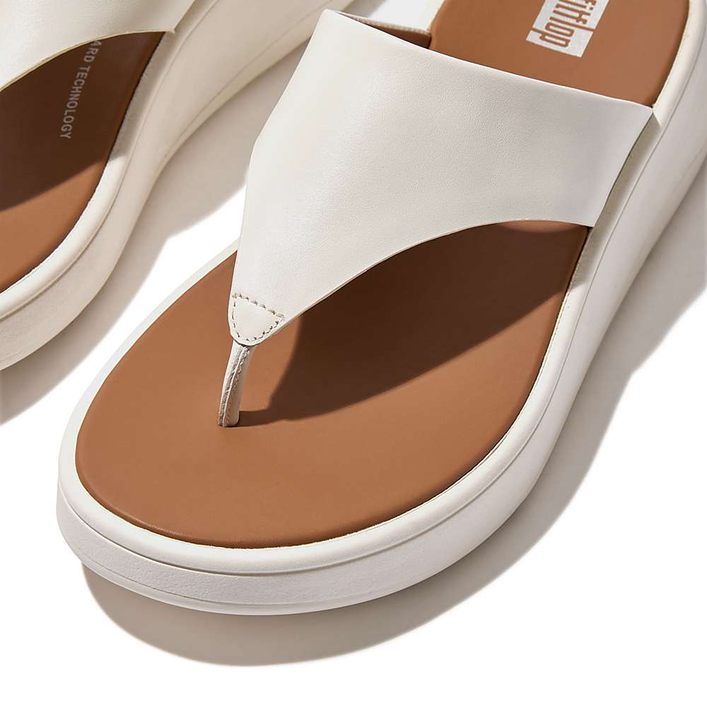 Sandały Fitflop F-MODE Leather Flatform Toe-Post Damskie Kremowe | Polska-67135