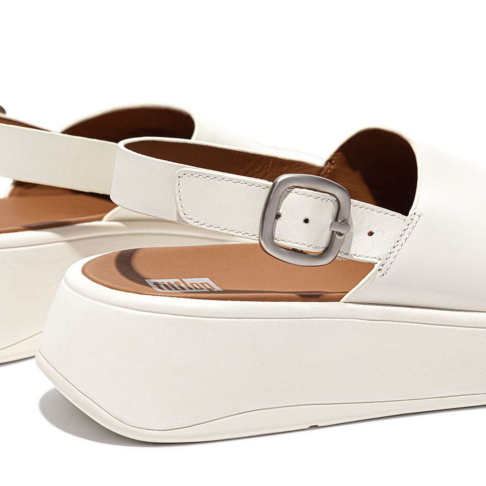 Sandały Fitflop F-MODE Leather Flatform Back-Strap Damskie Kremowe | Polska-67450