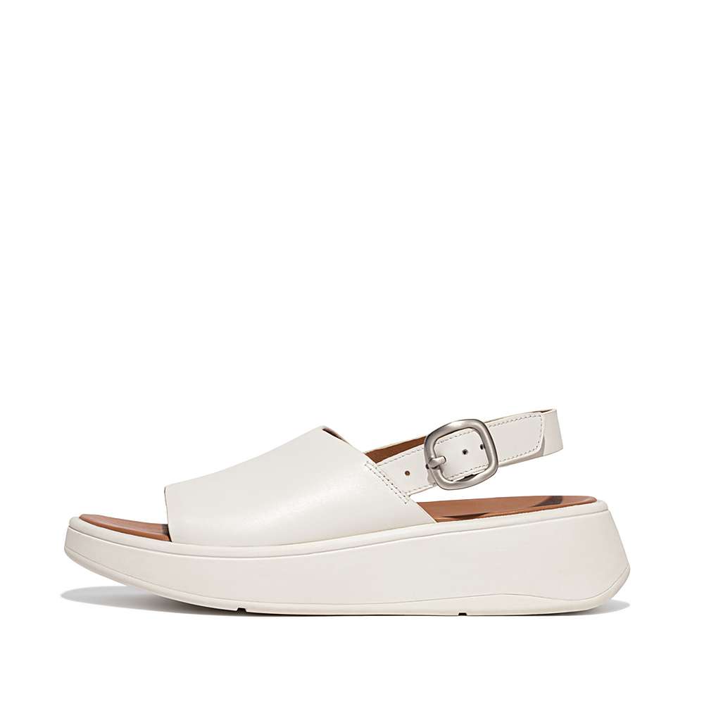 Sandały Fitflop F-MODE Leather Flatform Back-Strap Damskie Kremowe | Polska-67450