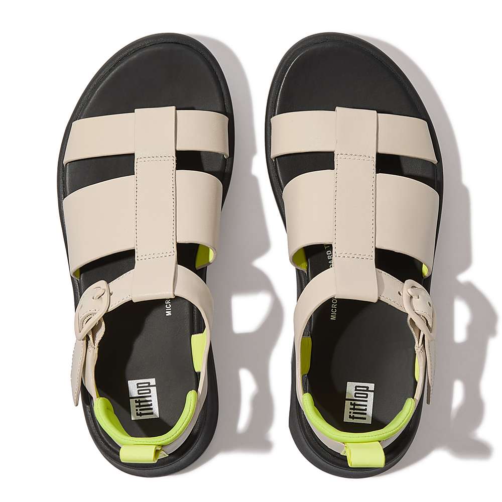 Sandały Fitflop F-MODE Neon-Pop Leather Flatform Fisherman Damskie Szare Żółte | Polska-61024