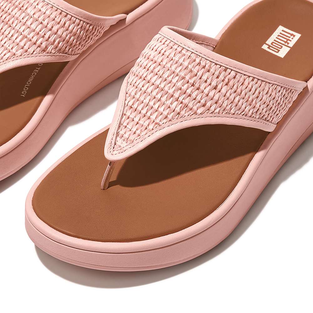 Sandały Fitflop F-MODE Woven Flatform Toe-Post Damskie Różowe | Polska-40193