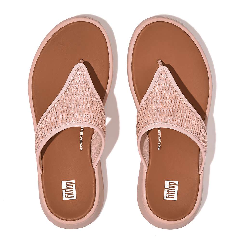 Sandały Fitflop F-MODE Woven Flatform Toe-Post Damskie Różowe | Polska-40193