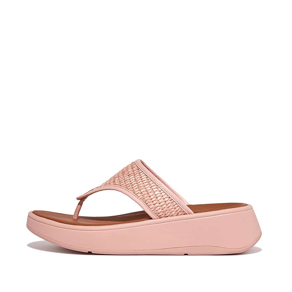 Sandały Fitflop F-MODE Woven Flatform Toe-Post Damskie Różowe | Polska-40193