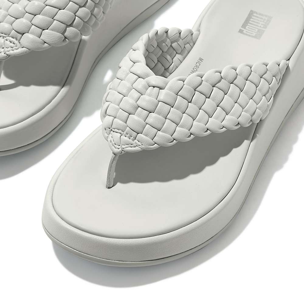 Sandały Fitflop F-MODE Woven Leather Flatform Toe-Post Damskie Niebieskie | Polska-37150