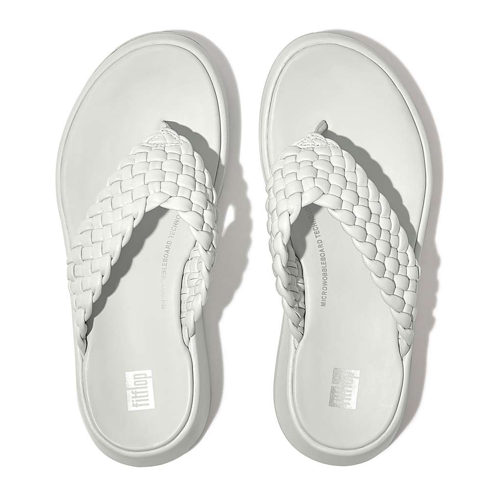 Sandały Fitflop F-MODE Woven Leather Flatform Toe-Post Damskie Niebieskie | Polska-37150