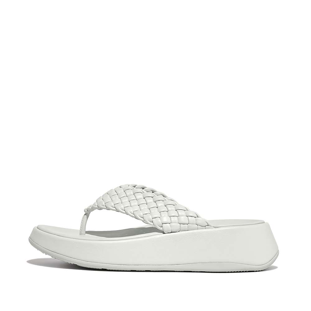 Sandały Fitflop F-MODE Woven Leather Flatform Toe-Post Damskie Niebieskie | Polska-37150