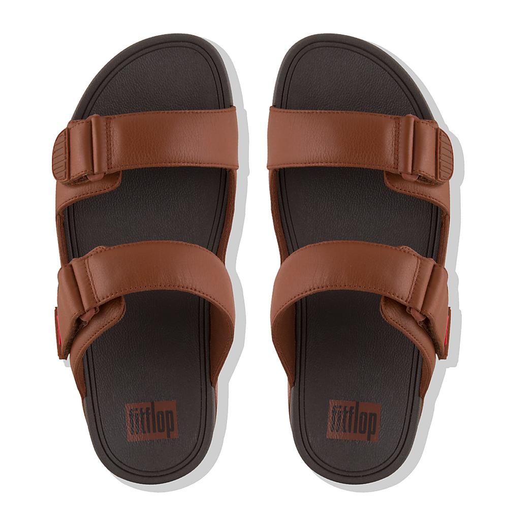 Sandały Fitflop GOGH Leather Męskie Ciemny Brązowe | Polska-02719