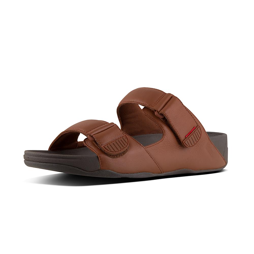 Sandały Fitflop GOGH Leather Męskie Ciemny Brązowe | Polska-02719