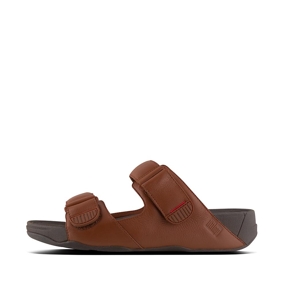 Sandały Fitflop GOGH Leather Męskie Ciemny Brązowe | Polska-02719