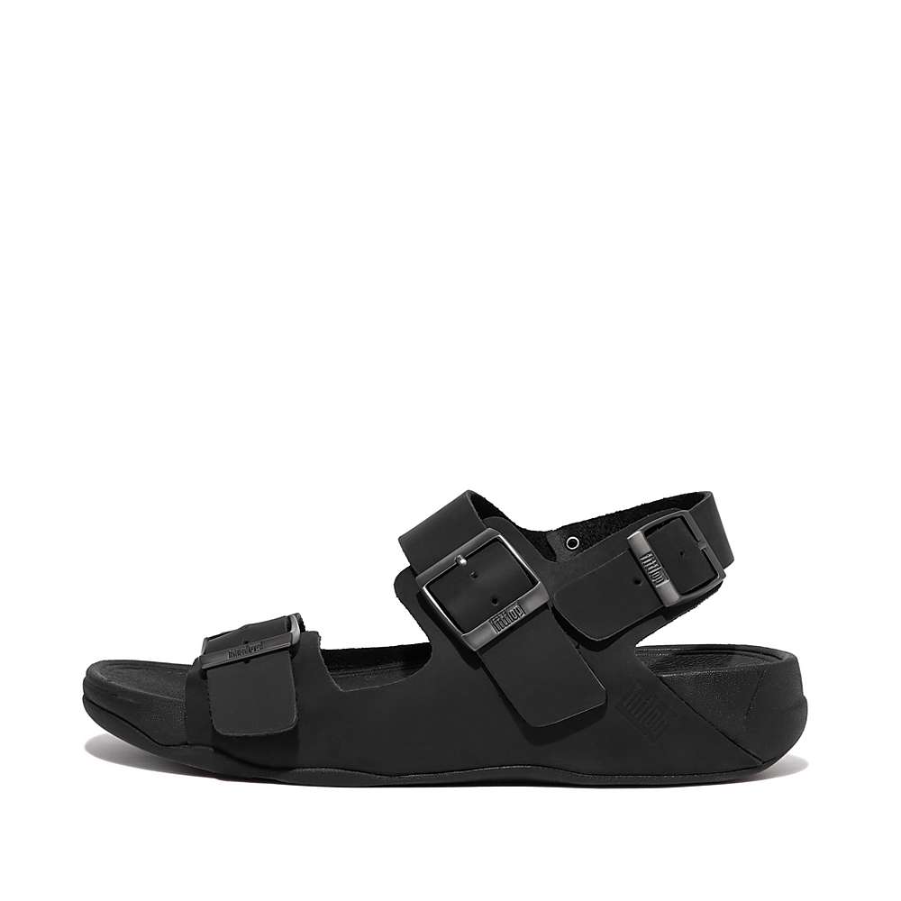 Sandały Fitflop GOGH MOC Buckle Nubuck Męskie Czarne | Polska-31428