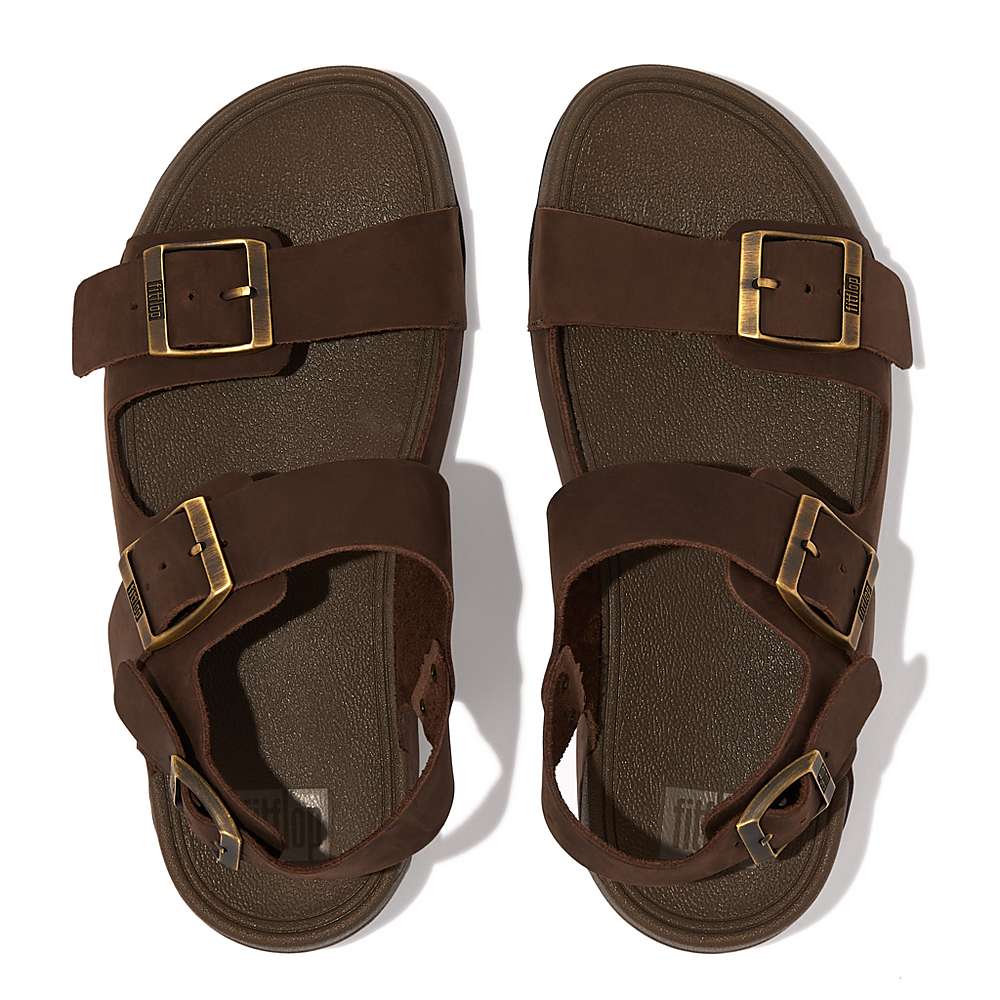 Sandały Fitflop GOGH MOC Buckle Nubuck Męskie Brązowe | Polska-54903