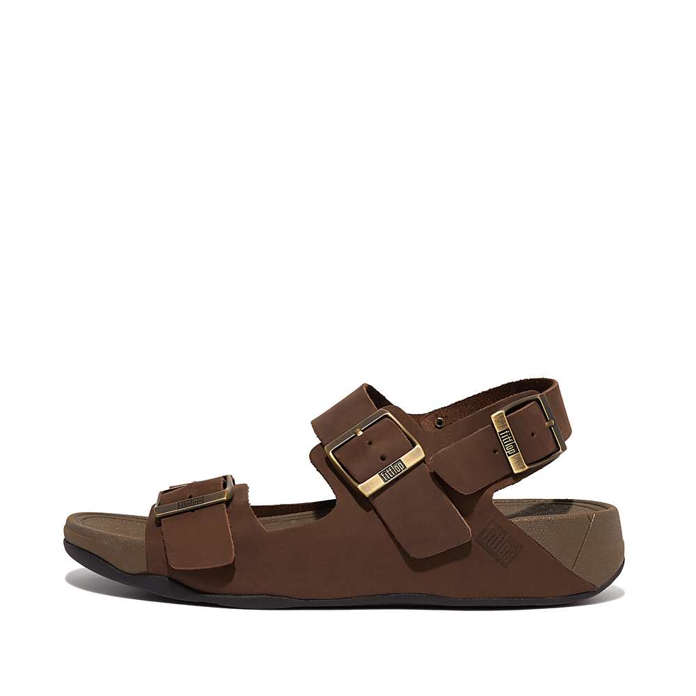 Sandały Fitflop GOGH MOC Buckle Nubuck Męskie Brązowe | Polska-54903