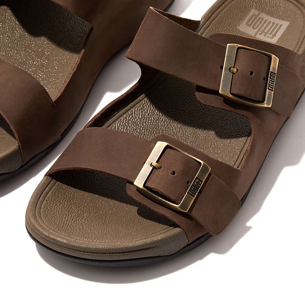 Sandały Fitflop GOGH MOC Buckle Nubuck Slides Męskie Brązowe | Polska-54760