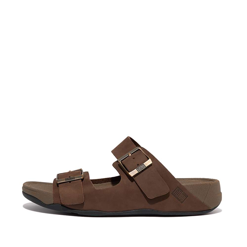 Sandały Fitflop GOGH MOC Buckle Nubuck Slides Męskie Brązowe | Polska-54760