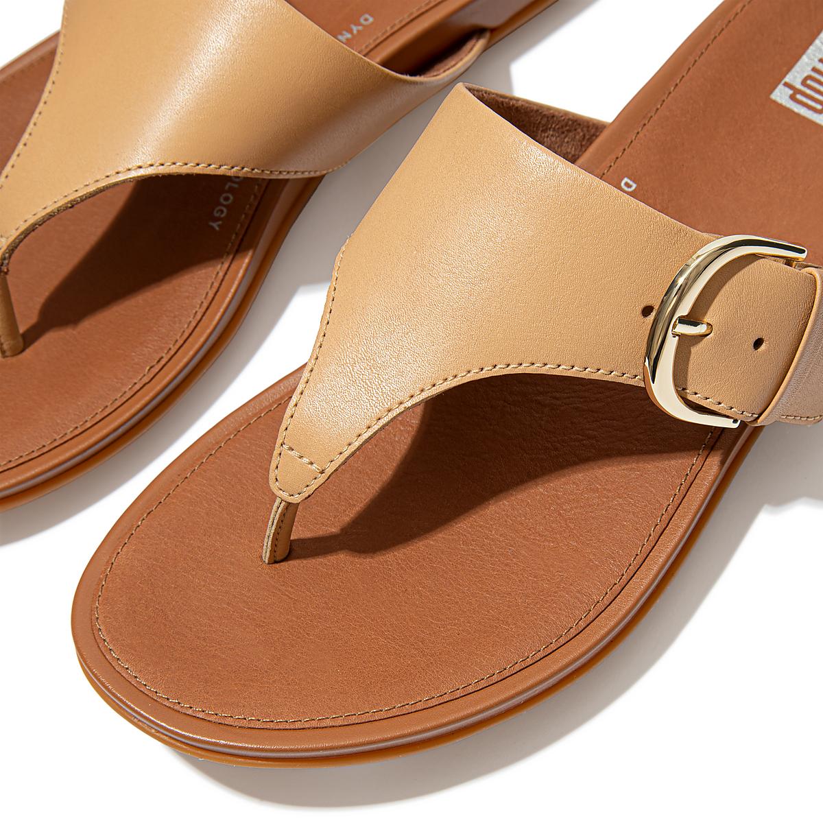 Sandały Fitflop GRACIE Buckle Leather Toe-Post Damskie Brązowe | Polska-25014