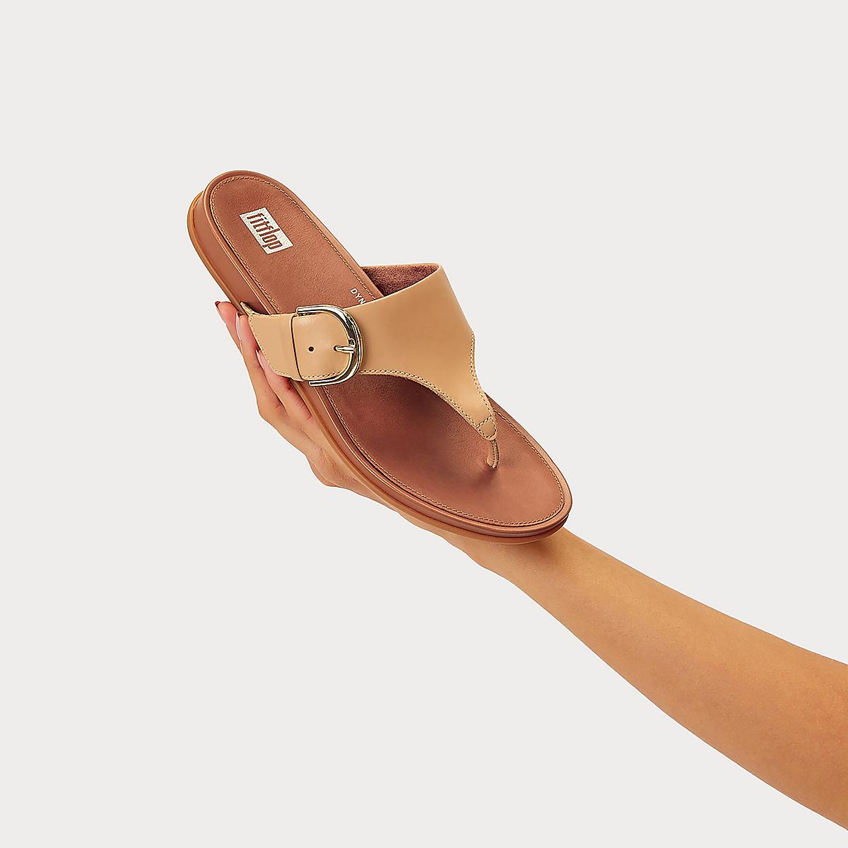 Sandały Fitflop GRACIE Buckle Leather Toe-Post Damskie Brązowe | Polska-25014