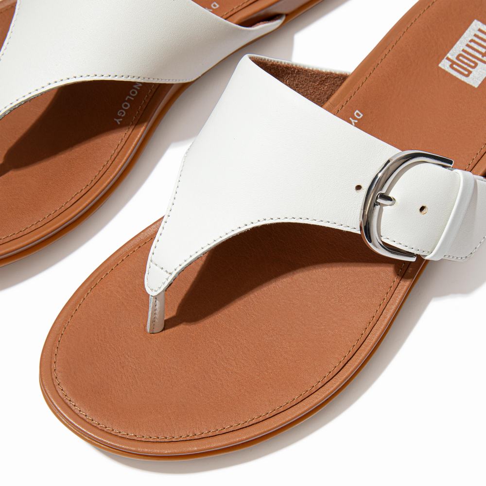 Sandały Fitflop GRACIE Buckle Leather Toe-Post Damskie Białe | Polska-27146