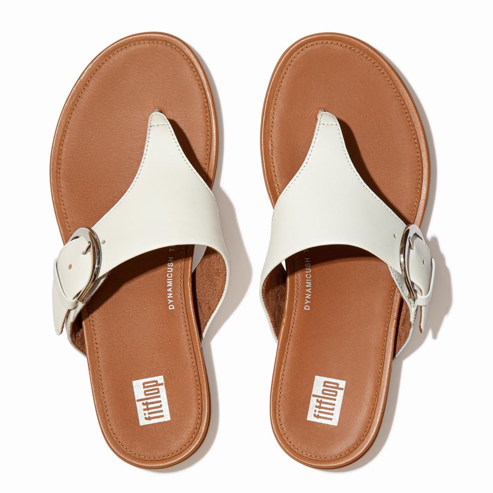 Sandały Fitflop GRACIE Buckle Leather Toe-Post Damskie Białe | Polska-27146