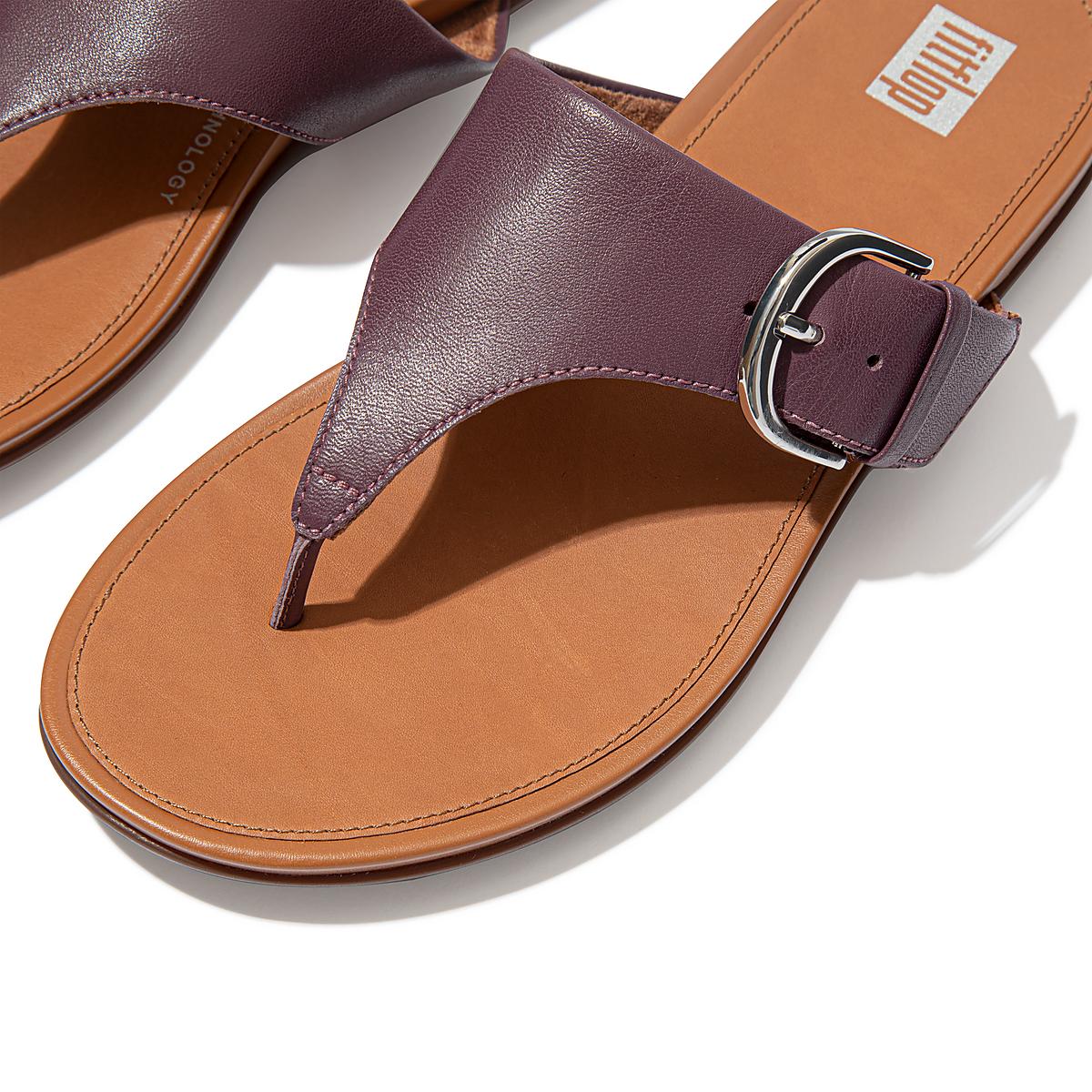 Sandały Fitflop GRACIE Buckle Leather Toe-Post Damskie Fioletowe | Polska-54907