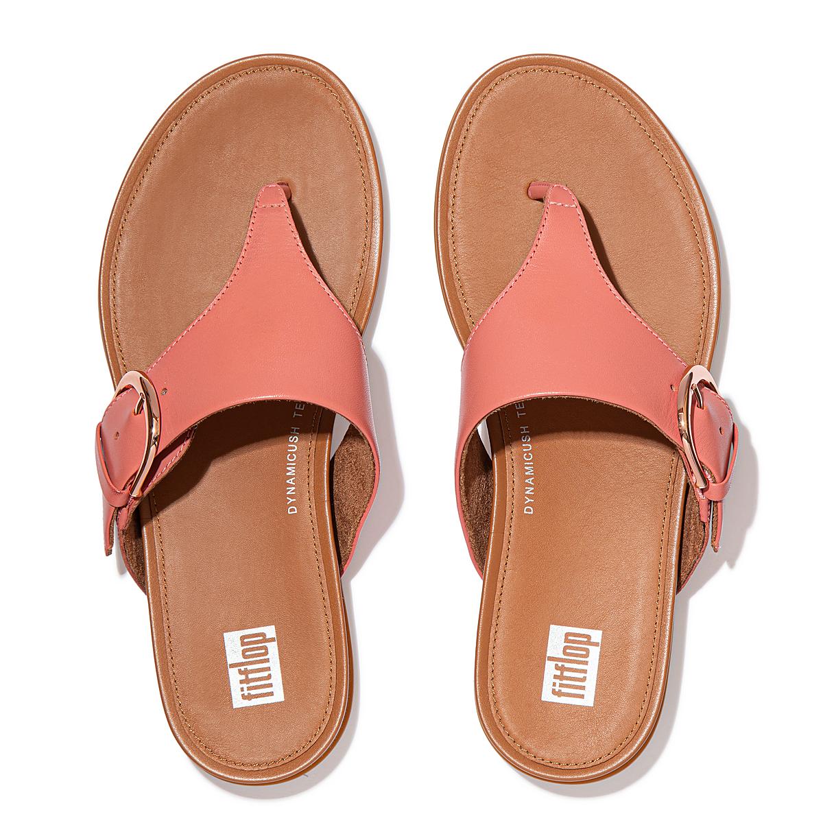 Sandały Fitflop GRACIE Buckle Leather Toe-Post Damskie Różowe | Polska-60538