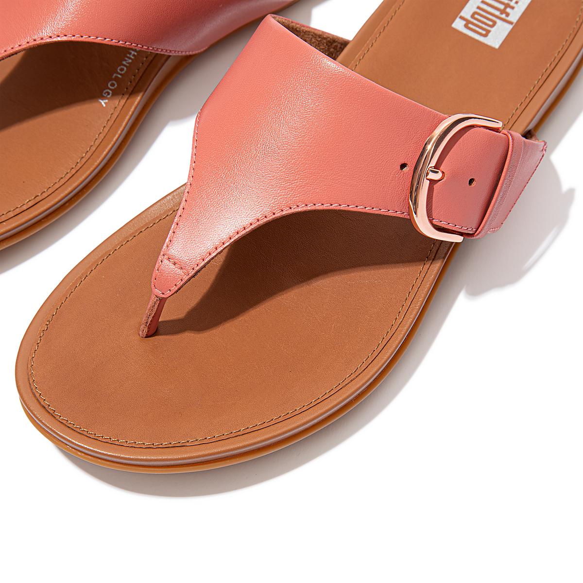 Sandały Fitflop GRACIE Buckle Leather Toe-Post Damskie Różowe | Polska-60538