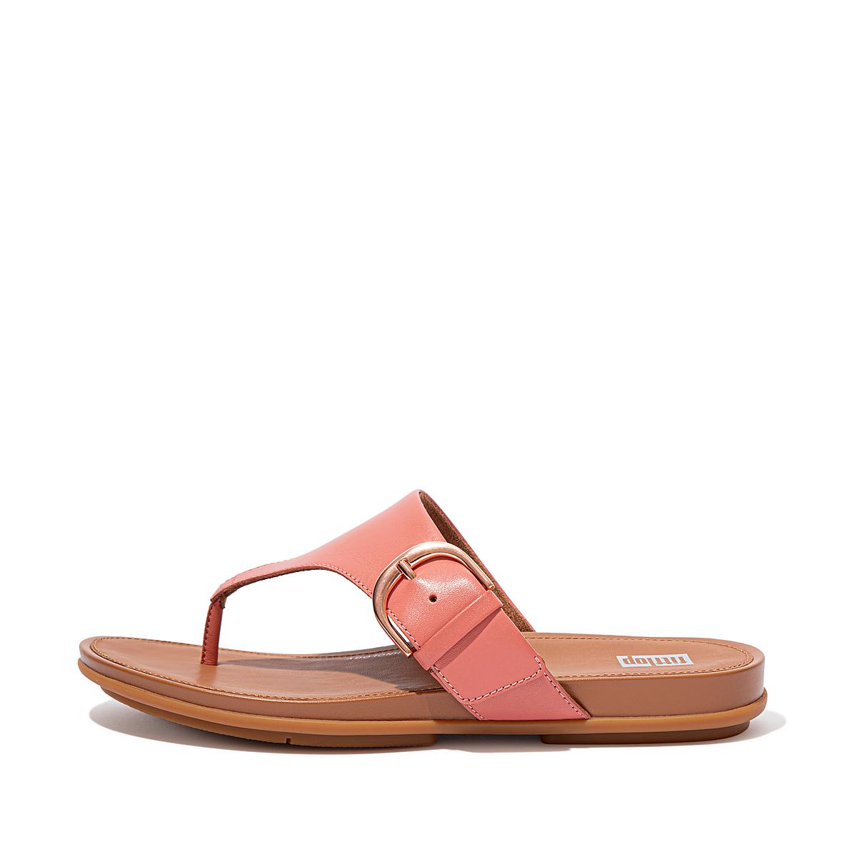 Sandały Fitflop GRACIE Buckle Leather Toe-Post Damskie Różowe | Polska-60538