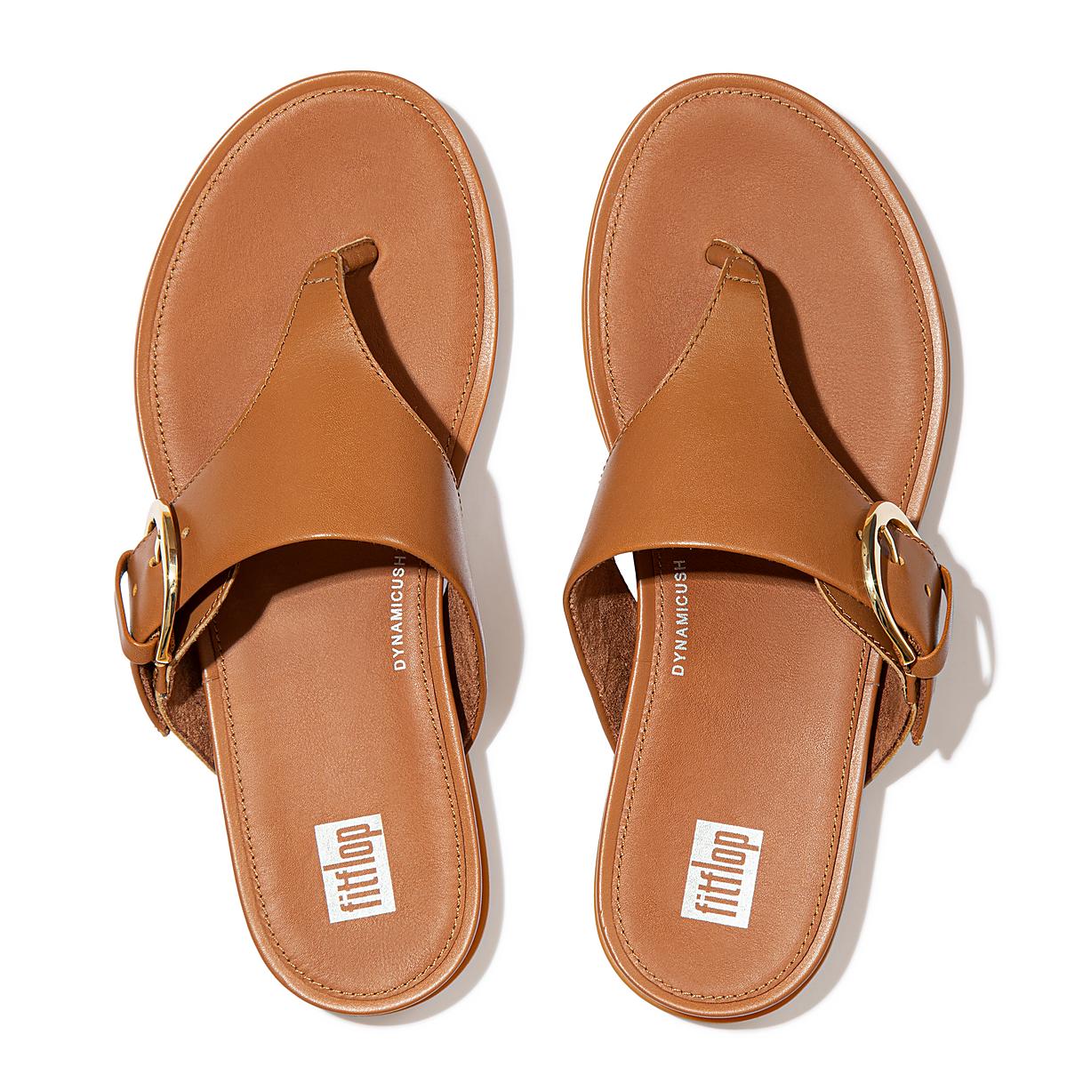 Sandały Fitflop GRACIE Buckle Leather Toe-Post Damskie Głęboka Brązowe | Polska-89567