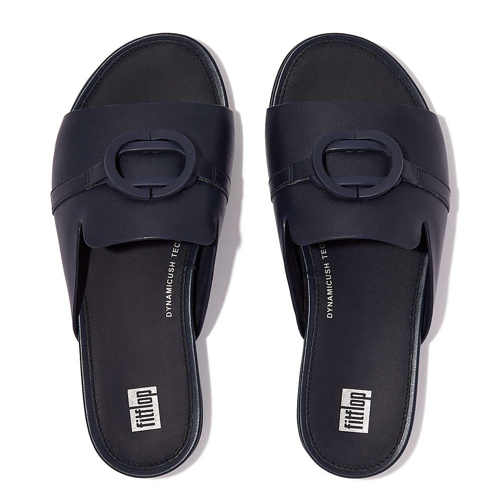 Sandały Fitflop GRACIE Circlet Leather Slides Damskie Granatowe | Polska-54231