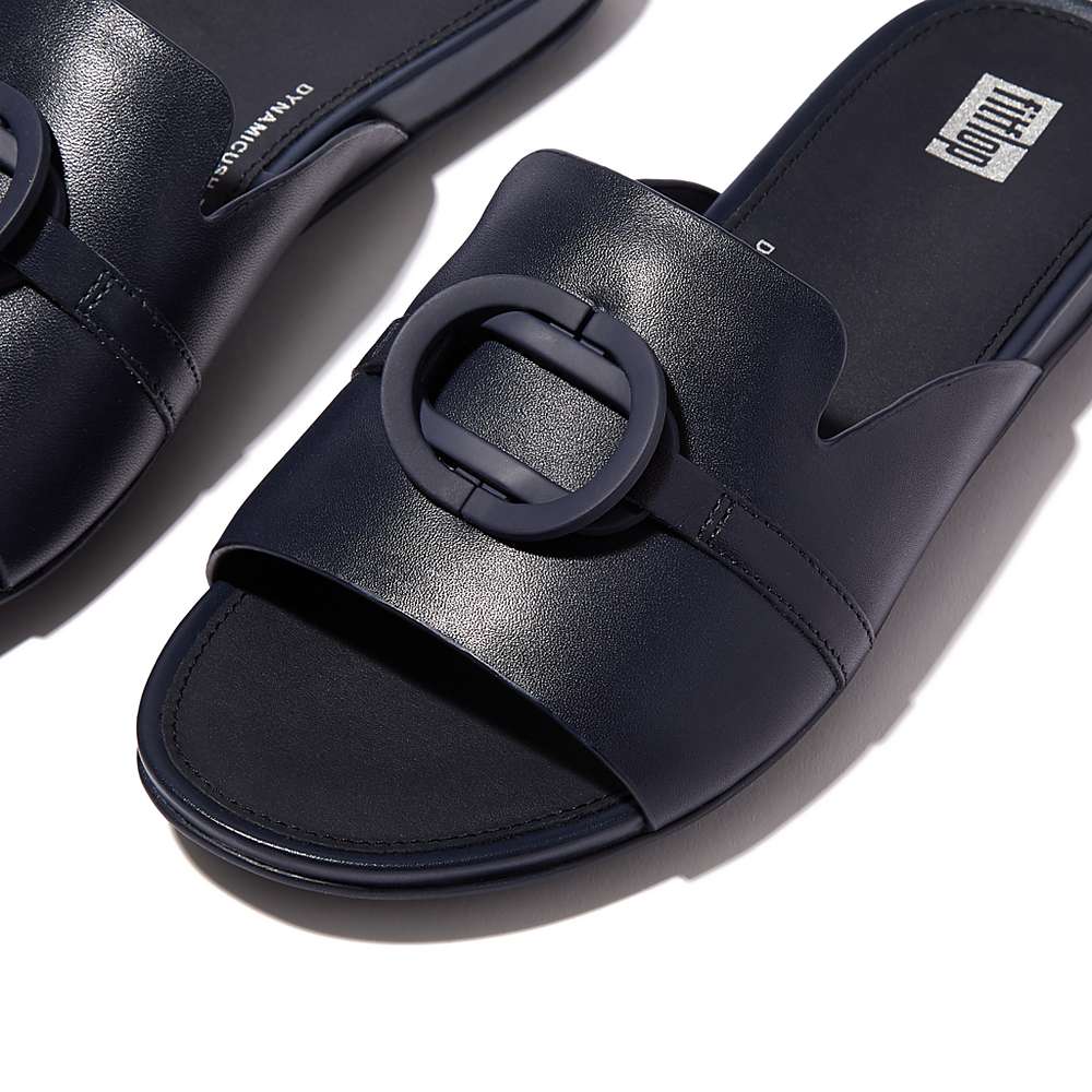 Sandały Fitflop GRACIE Circlet Leather Slides Damskie Granatowe | Polska-54231