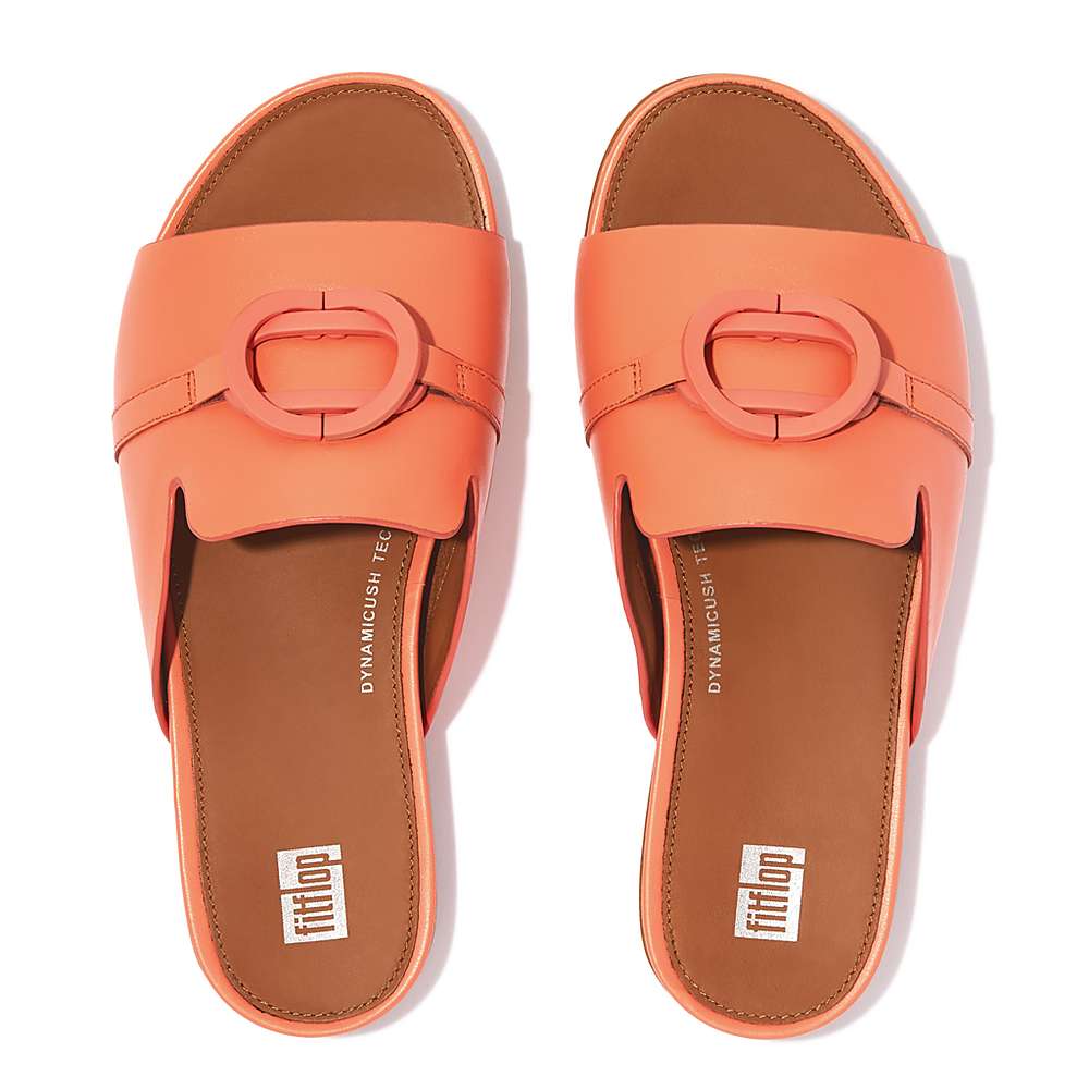 Sandały Fitflop GRACIE Circlet Leather Slides Damskie Pomarańczowe Koralowe | Polska-62890