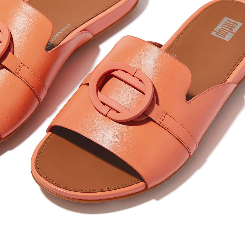 Sandały Fitflop GRACIE Circlet Leather Slides Damskie Pomarańczowe Koralowe | Polska-62890