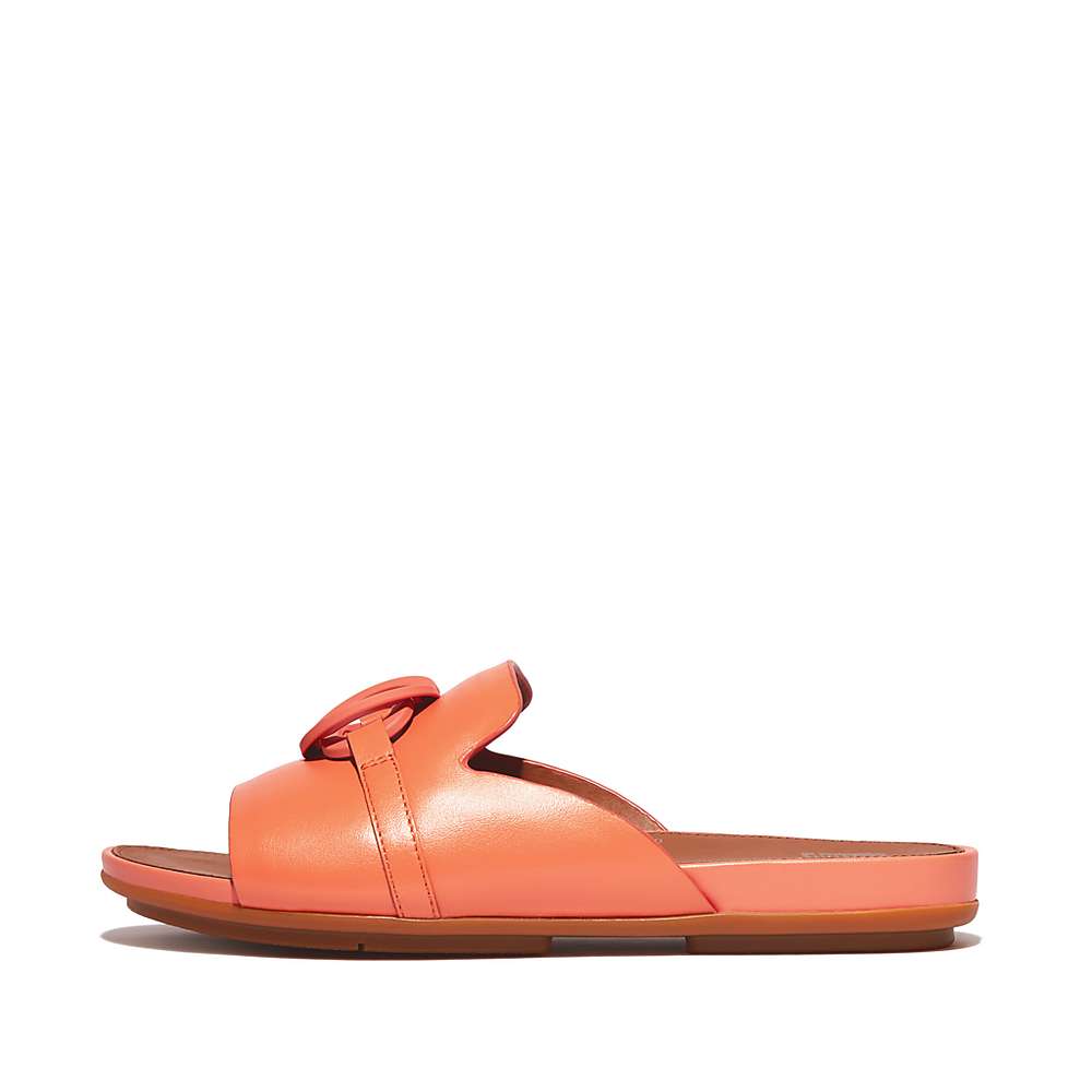 Sandały Fitflop GRACIE Circlet Leather Slides Damskie Pomarańczowe Koralowe | Polska-62890